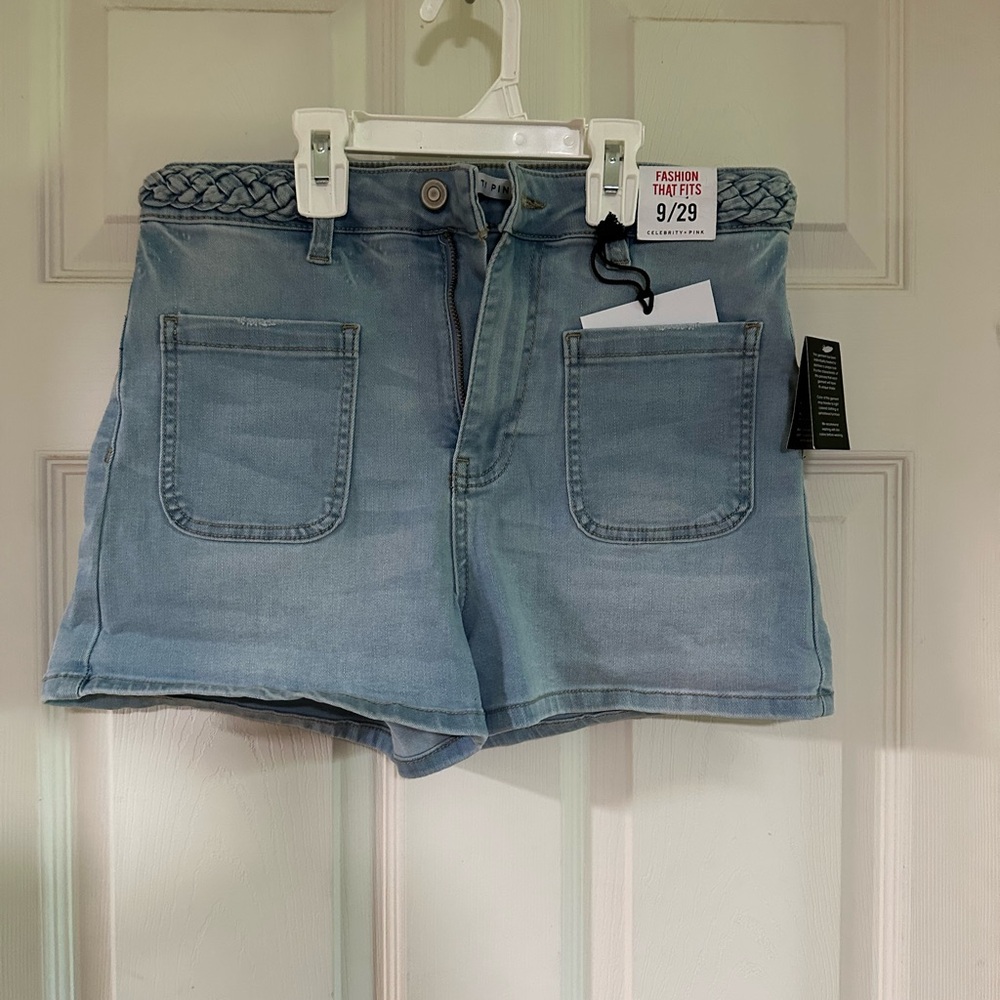 Celebrity Pink Blue Jean Shorts High-Waisted Casual